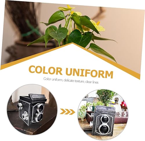 Miniatura 6 de COHEALI Maceta retro con forma de cámara para suculentas y cactus, maceta de escritorio compacta de resina para el hogar, oficina, alféizar de