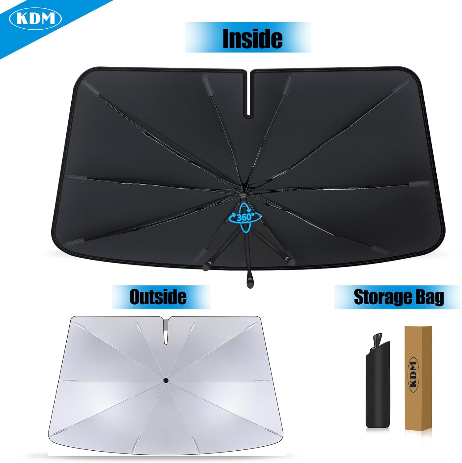 KDM Umbrella Style Windshield Sun Shade Fit for 2023 2024 2025 Honda CR-V (LX,EX,EX-L,EX-L Navi,Touring),Foldable Front Windows Sunshade Visor Protector Blocks UV Rays Heat,5 Layer