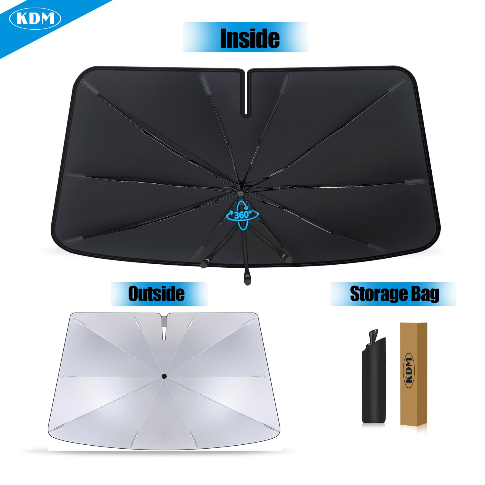 KDM Umbrella Style Windshield Sun Shade Fit For 2023 2024 2025