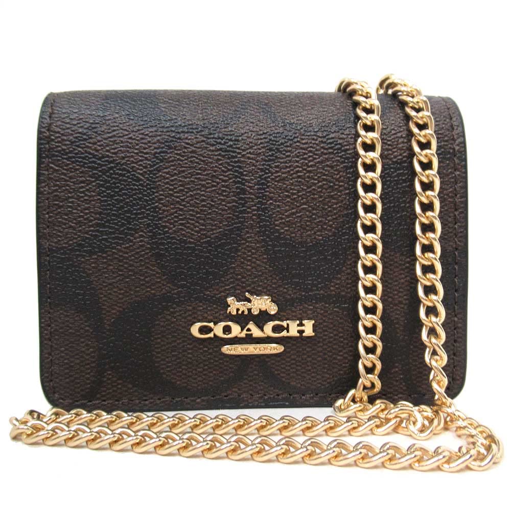 【最終値下】COACH カードケース ミニウォレット チェーン シグネチャー 女 COACH コーチ カードケース ミニウォレット シグネチャー