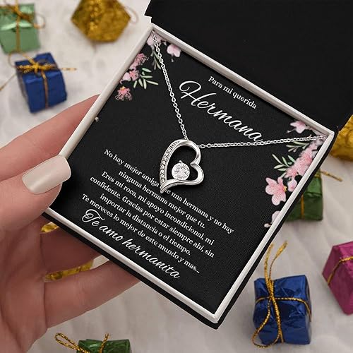 Miniatura 4 de Regalos para hermanas en español Collar De Corazon Para mi Querida Hermana Regalos De Cumpleaños Para Hermana Aniversario Regalo de Amor Para