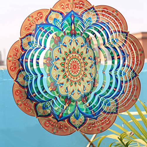 Nudiuhis 1 Stück 3D-Windspiele – Um 360 Grad Drehbarer Hängender Windfänger für Den Außenbereich, Garten, Balkon, Garten, Rasen, Terrasse, Dekorationen, Sublimations-Windspiele Aus Edelstahl – Bild 3