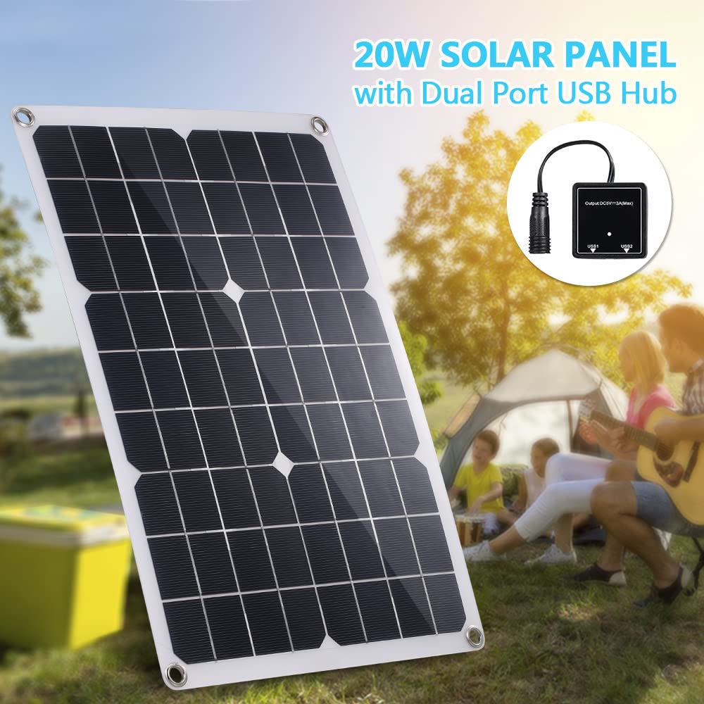 Pannello Solare Pannello Solare Monocristallino 20W Pannello Solare Pannello Solare Fotovoltaico Caricabatterie Esterno