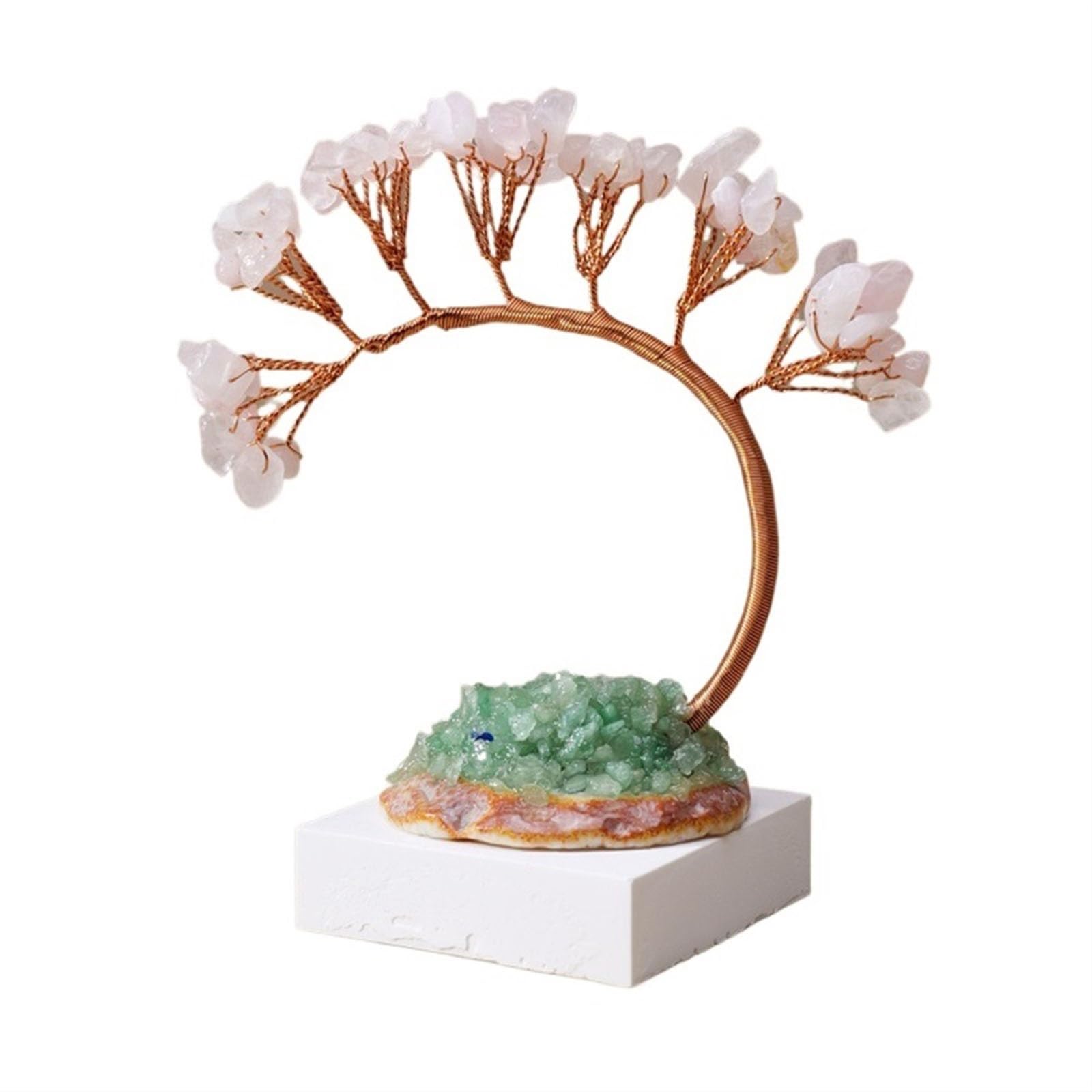 Home Decor Crystal Tree Natural Reiki Crystals and Healing Stones, Gem Beads Chakra,Office Desk Decor Spiritual Ornament Bonsai(Pink)