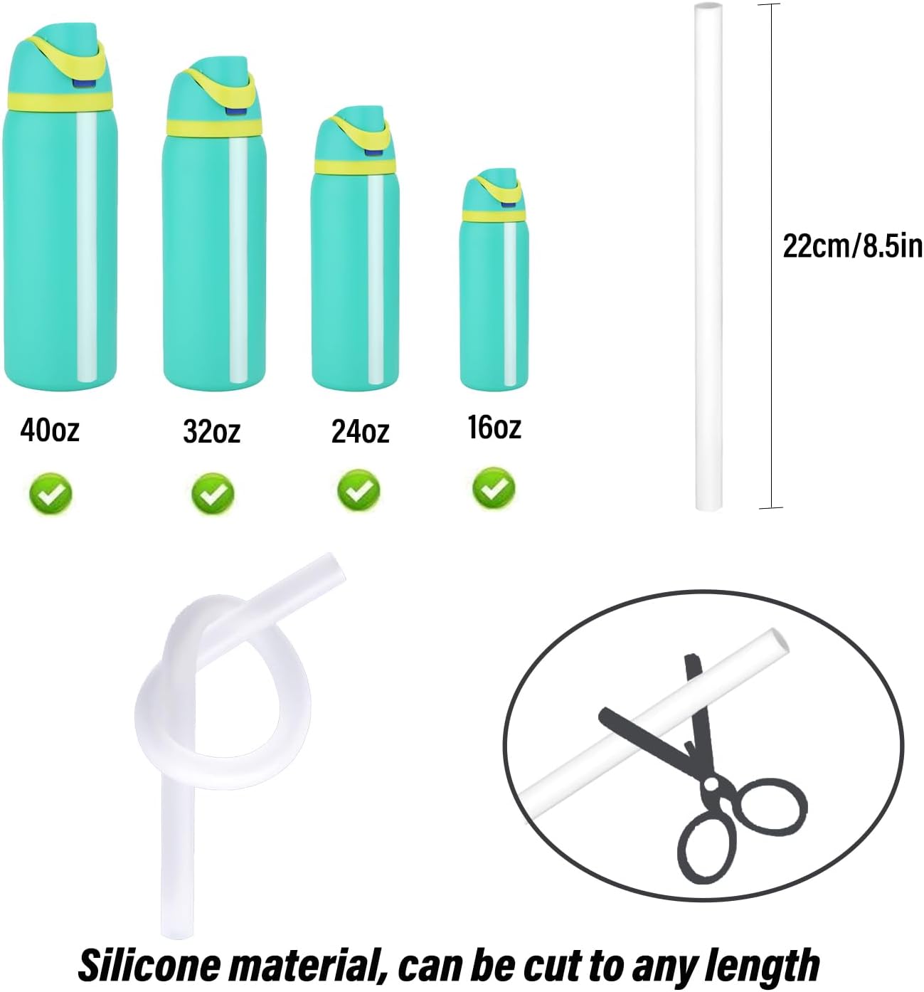 Replacement Lid for Owala Freesip, Compatible with Owala Cup 16oz 24oz 32oz 40oz, One Button Water Bottle Top Lid Replacement Accessory and Straws, Leakproof, BPA-Free (A black)