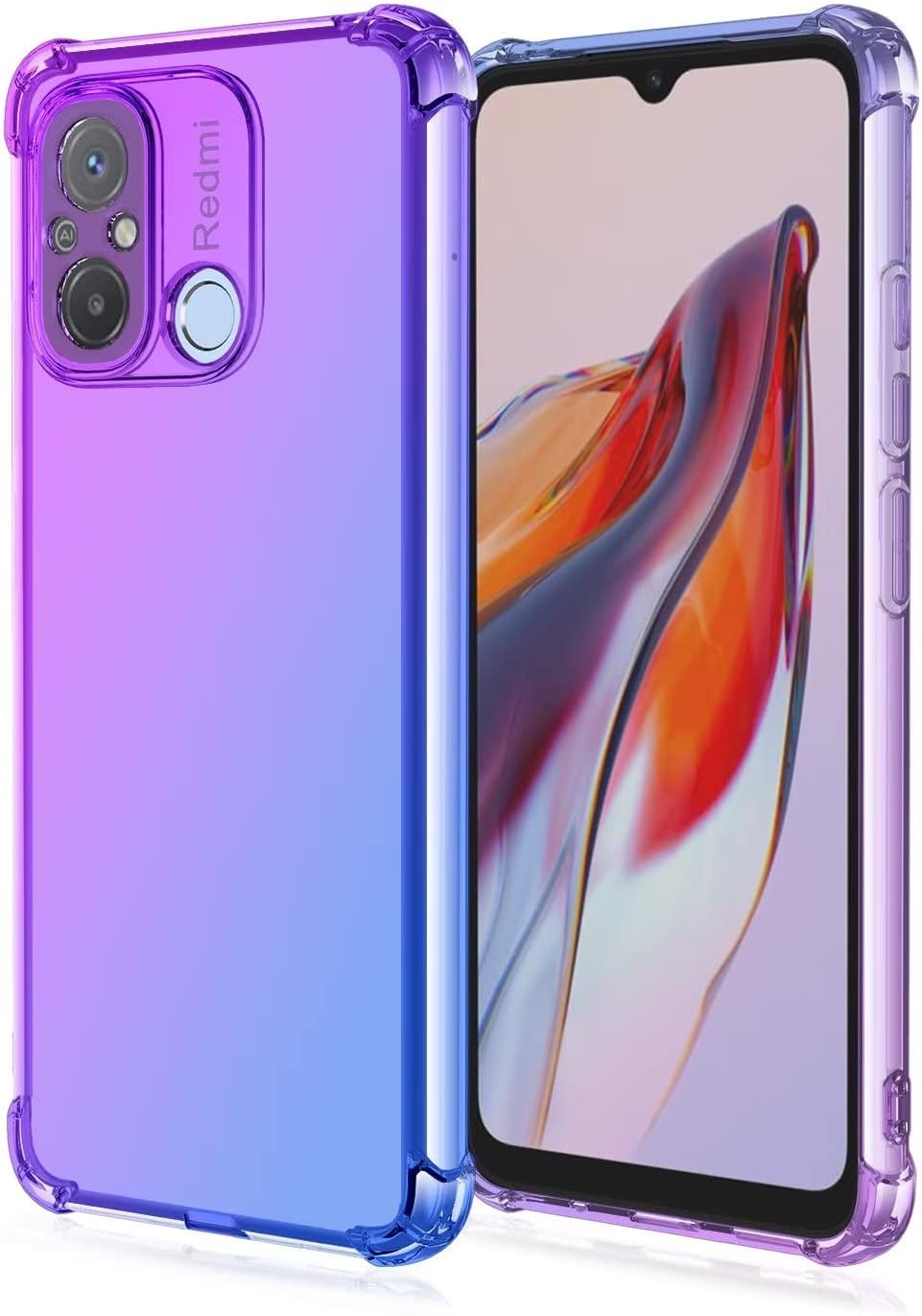 Topme Case for Redmi 12C / Redmi 11A 6.71 Inches Mobile Phone Case Made of Soft TPU Silicone Transparent with Color Gradient - Blue Purple