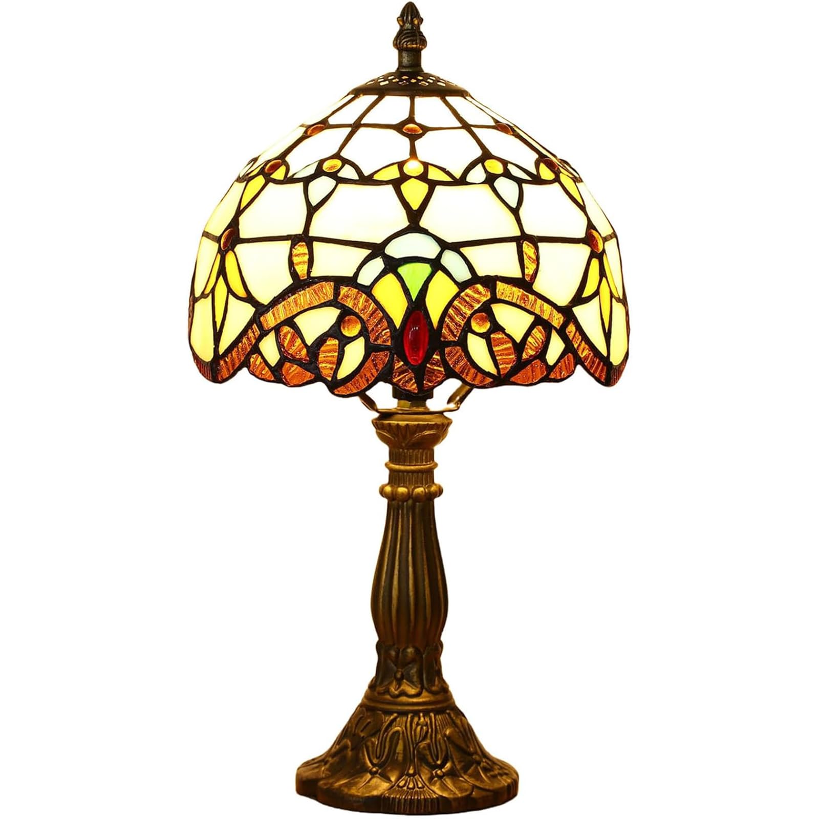 Lámpara Tiffany, Lámpara de mesa retro vintage, coloreado pantalla de vidrio, perfecta para salón, dormitorio, estudio, estantería de libros, escritorio, mesilla de noche