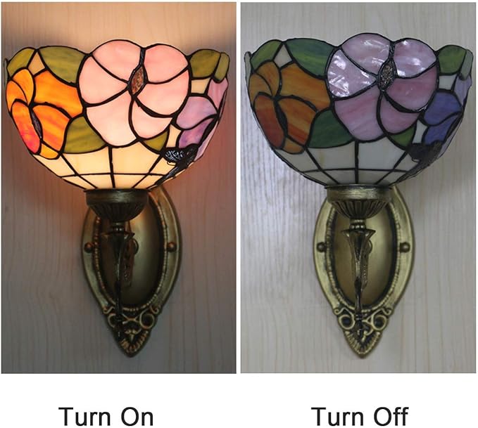 GAUUA Handgemaakte Tiffany Style Butterfly Wall SCONCE LAMP Europeaan Vintage Pastorale Morning Glory Glorined Glass Bup Wandlampen Voor Slaapkamer Woonweg photo 2