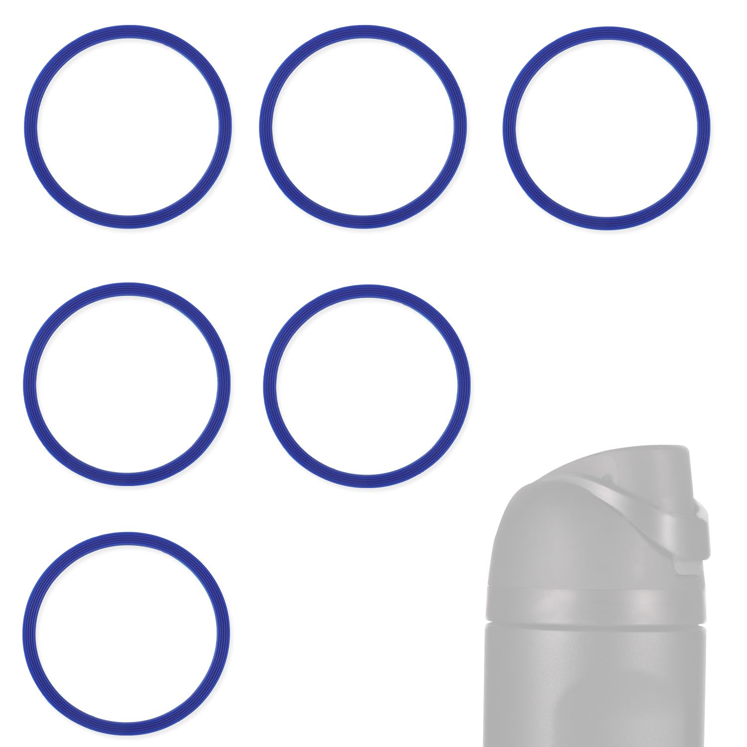 BOXOB 6pcs Water Bottle Sealing Ring Replacement for Owala FreeSip Silicone Lid Seal O Ring Gaskets Water Bottle Replacement Parts Accessories for Owala Cup 24/25/32/40 oz (Dark Blue) - Image 2