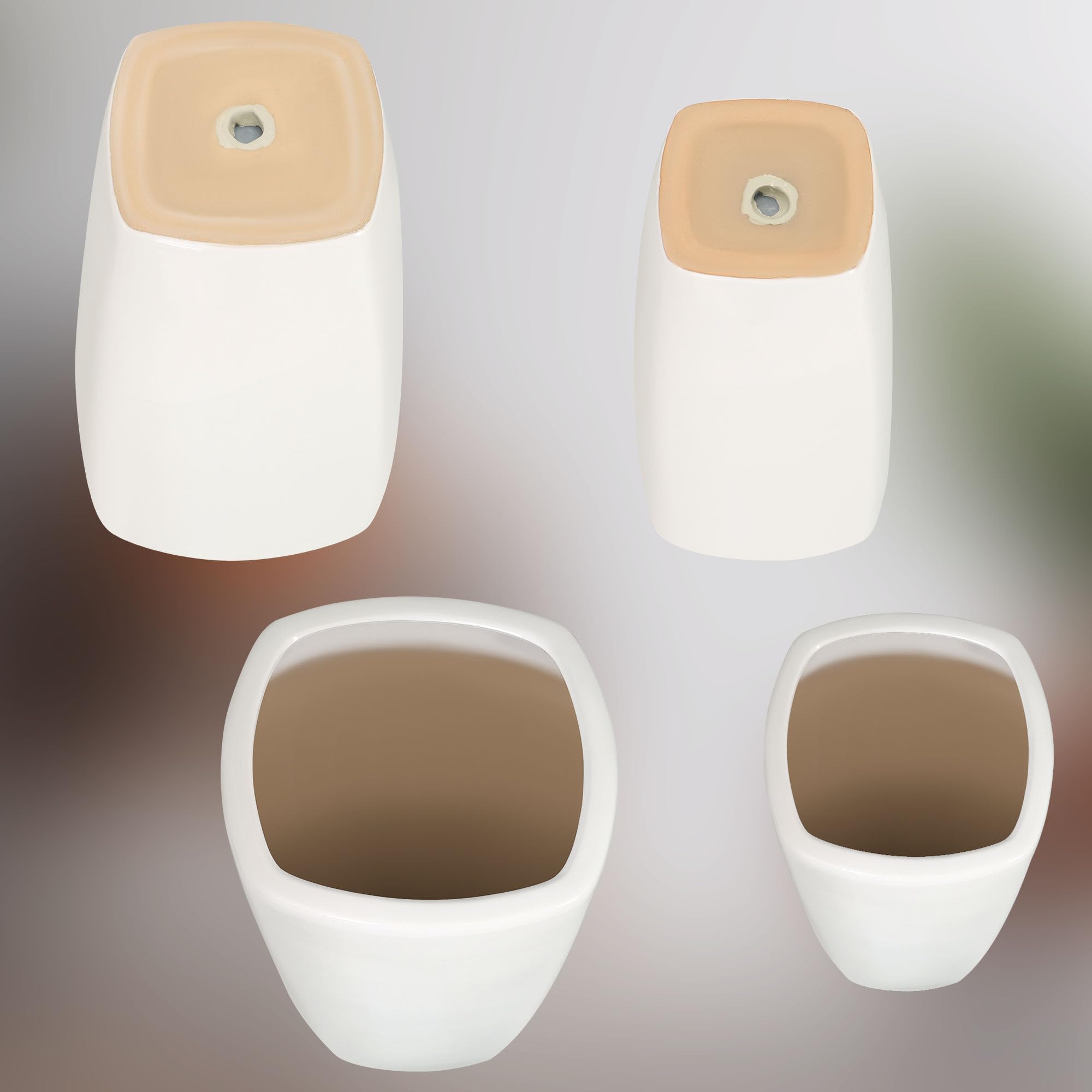 KOTARBAU® Zestaw 2 doniczek 56 cm i 59 cm białe doniczki ceramiczne z odpływem wody | ceramiczna osłona na kwiaty | ceramiczna osłona na kwiaty | doniczka z błyszczącym wykończeniem