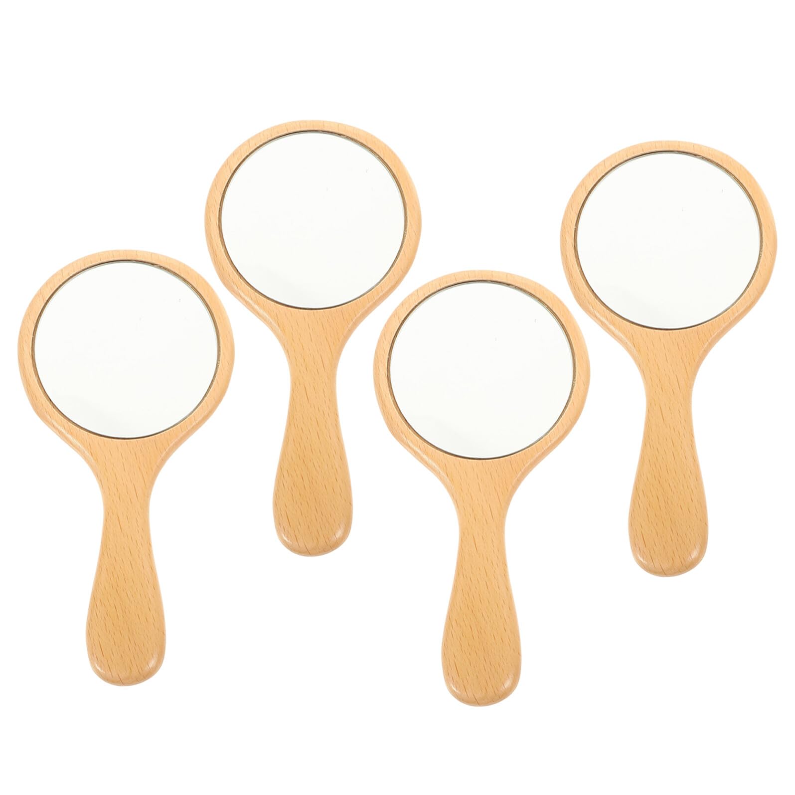 Miroir à main ergonomique et léger en hêtre lot de 4