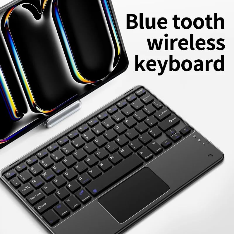 Image of XIKKART Wireless Bluetooth Keyboard with Touchpad, Wireless Multi-Device Keyboard For iPad, Android, Windows & Mac, Rechargeable Portable Keyboard with Trackpad for Tablet, Laptop, Smart TV Multicolor