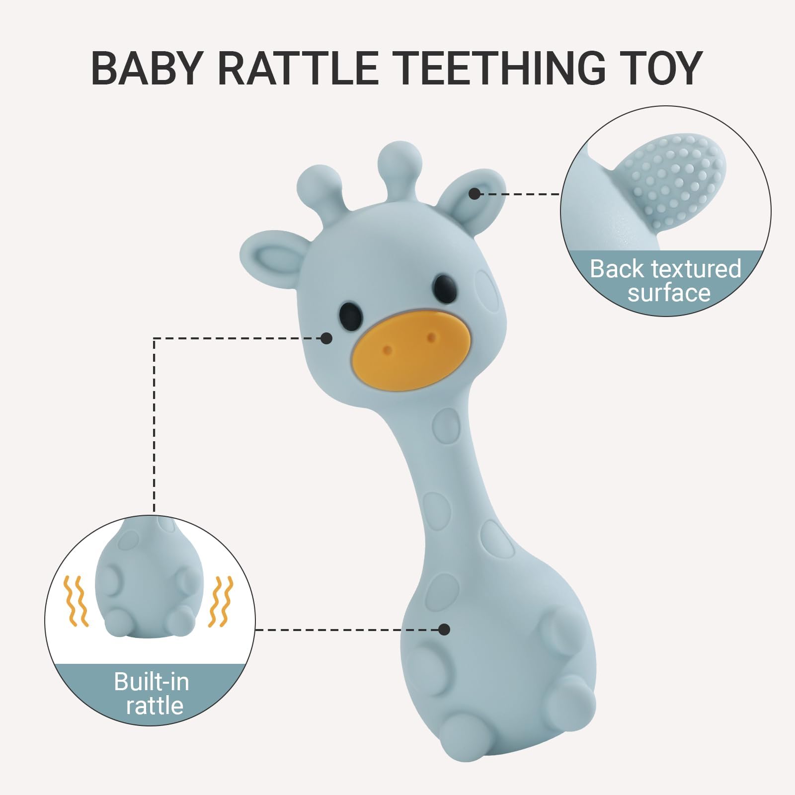Joyvity Teething Toys for Baby Silicone Teether for Toddler Infant Baby's Chew Toys, Baby Rattle Toys, BPA-Free - Image 5