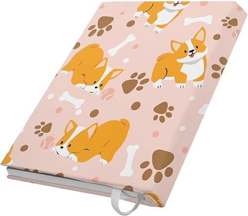 Miniatura 4 de Rnyleeg Linda funda de libro con estampado de corgi para libros de tapa blanda, protector de libro, funda protectora de tela para los amantes de los