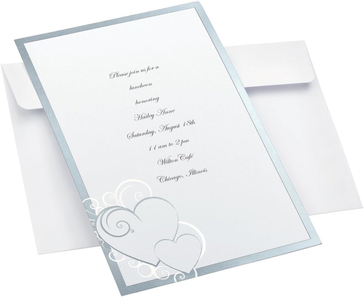 Wilton Grey Bubble Hearts Invitation Kit, 12 Count