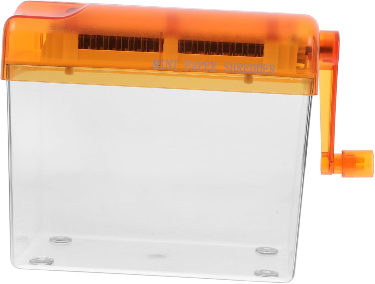 Unomor Manual Mini Paper Shredder Portable Office Document Cutter with Built Collection Box No Power Needed Transparent Design for Secure Shredding of Bills Notes and Photos at Home