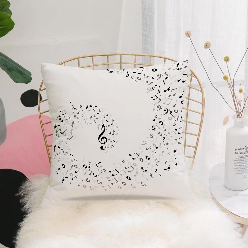 HYMSXW Cushion Cover,Throw Pillow Case Home Decorative for Living Room Bedroom Sofa Chair 20X20 Inch,Music, a rhythmical arc sed of black and white musical notes,Pillowcase 50X50cm