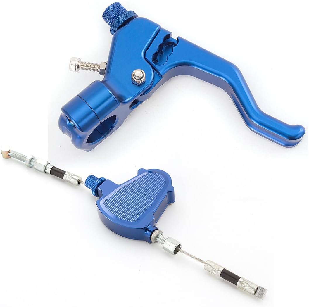 One Finger Performance Stunt Clutch Lever and Line Easy Pull Clutch Cable System Fit 7/8" 22mm Motorcycle Dirt Bike (Blue)