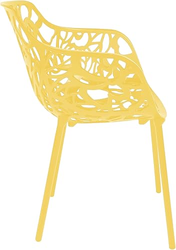 Miniatura 5 de LeisureMod Devon - Sillón apilable de aluminio moderno para interiores y exteriores, color amarillo