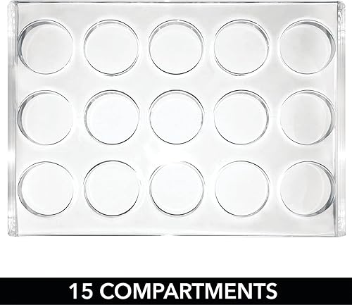 Miniatura 5 de mDesign Organizador de almacenamiento de brochas de maquillaje de plástico con 15 ranuras para encimera de baño, tocador para sostener lápices de