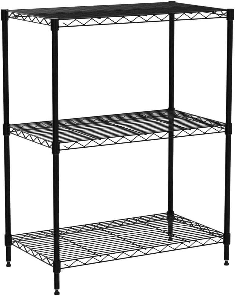 NChanmar 3-Tier Wire Shelving Unit Storage Shelves Shelf Organizer 30"x23"x12" Heavy Duty Metal Storage Rack Wire Rack NSF Height Adjustable for Laundry Bathroom Kitchen Garage Shelving(Black) image 5