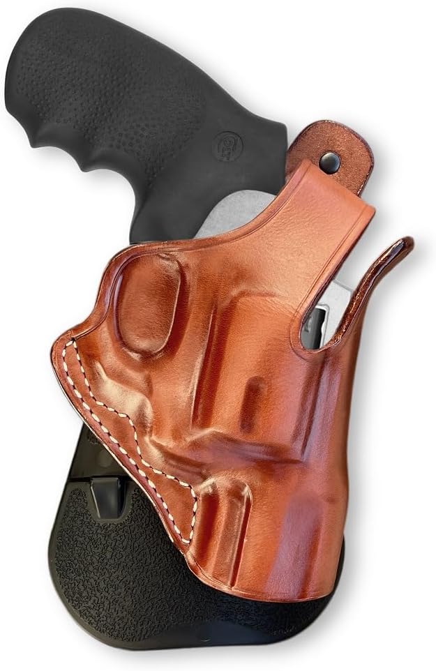 Masc OWB Leather Paddle Holster with Thumb Break Fits King Cobra Carry 357 Mag 6RD 2" Barrel, R/H Draw Brown Color #1644#