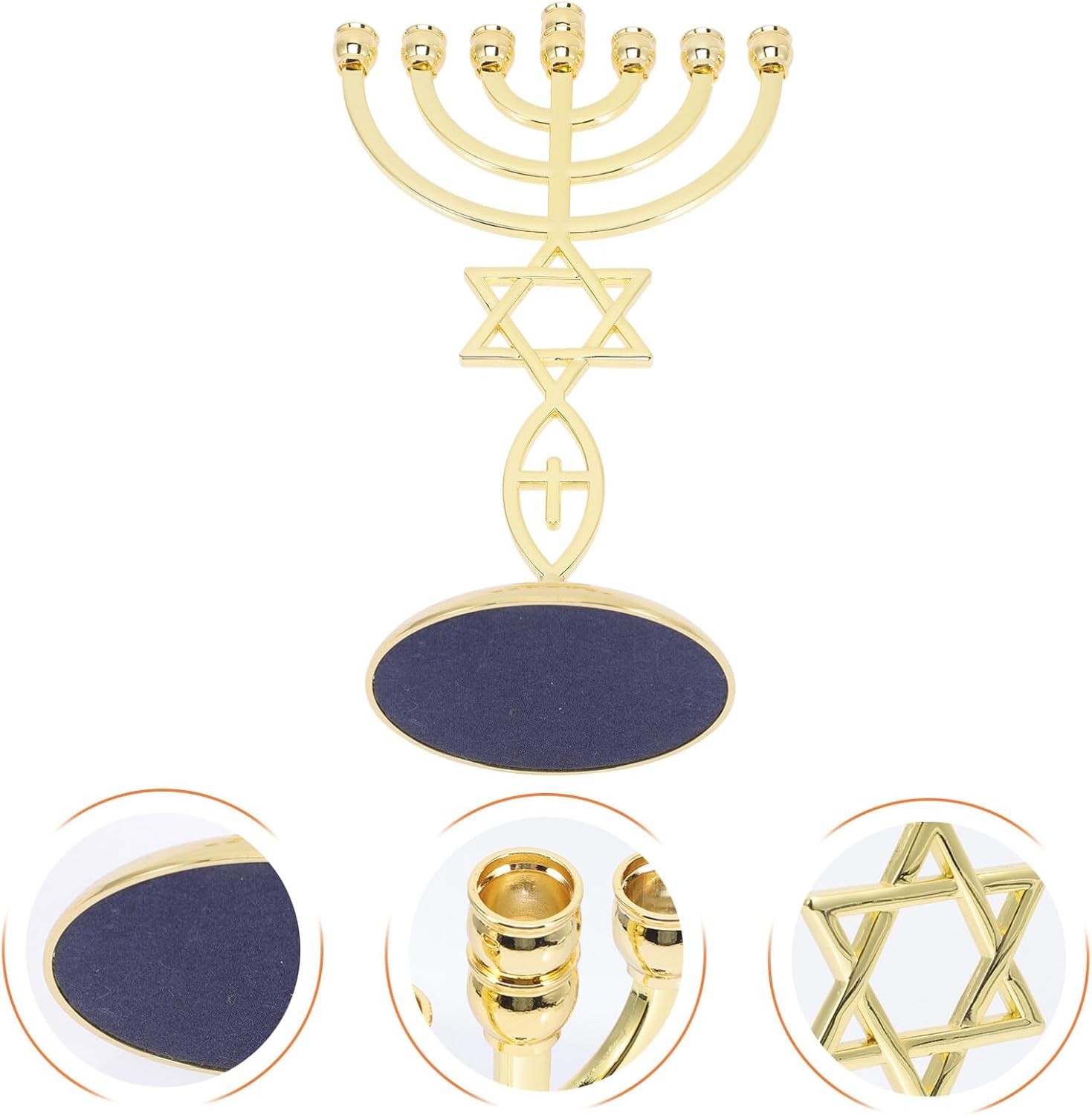 MAGICLULU Gold Jerusalem Candle Holder Menorah Candle Holder 7 Branches Judaica Traditiona Jewish Menorah Candle Sticks Holder for Spiritual Religious Home Decor