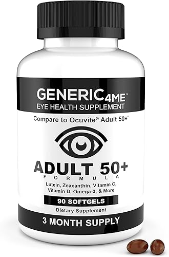 Generic4ME Fórmula de salud ocular 50 Plus para adultos, incluye 5 mg de luteína, 1 mg de zeaxantina, 250 mg de omega-3, 9 mg de zinc, 150 mg de