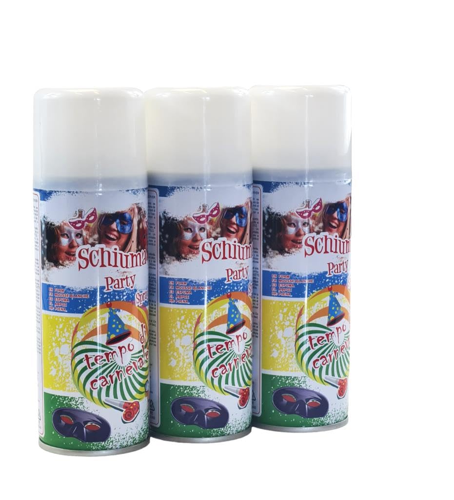 3 Pezzi di Bombolette di schiuma Spray Carnevale Festa Party Decorazione Bomboletta 150ml