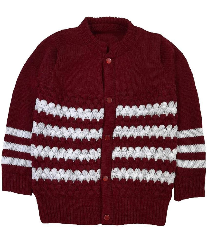 little PANDA Baby Sweater Baby Boy’s & Baby Girl’s Woolen Round Neck Long Sleeves Sweater, Cap & Booties Set Maroon - Image 3 thumbnail