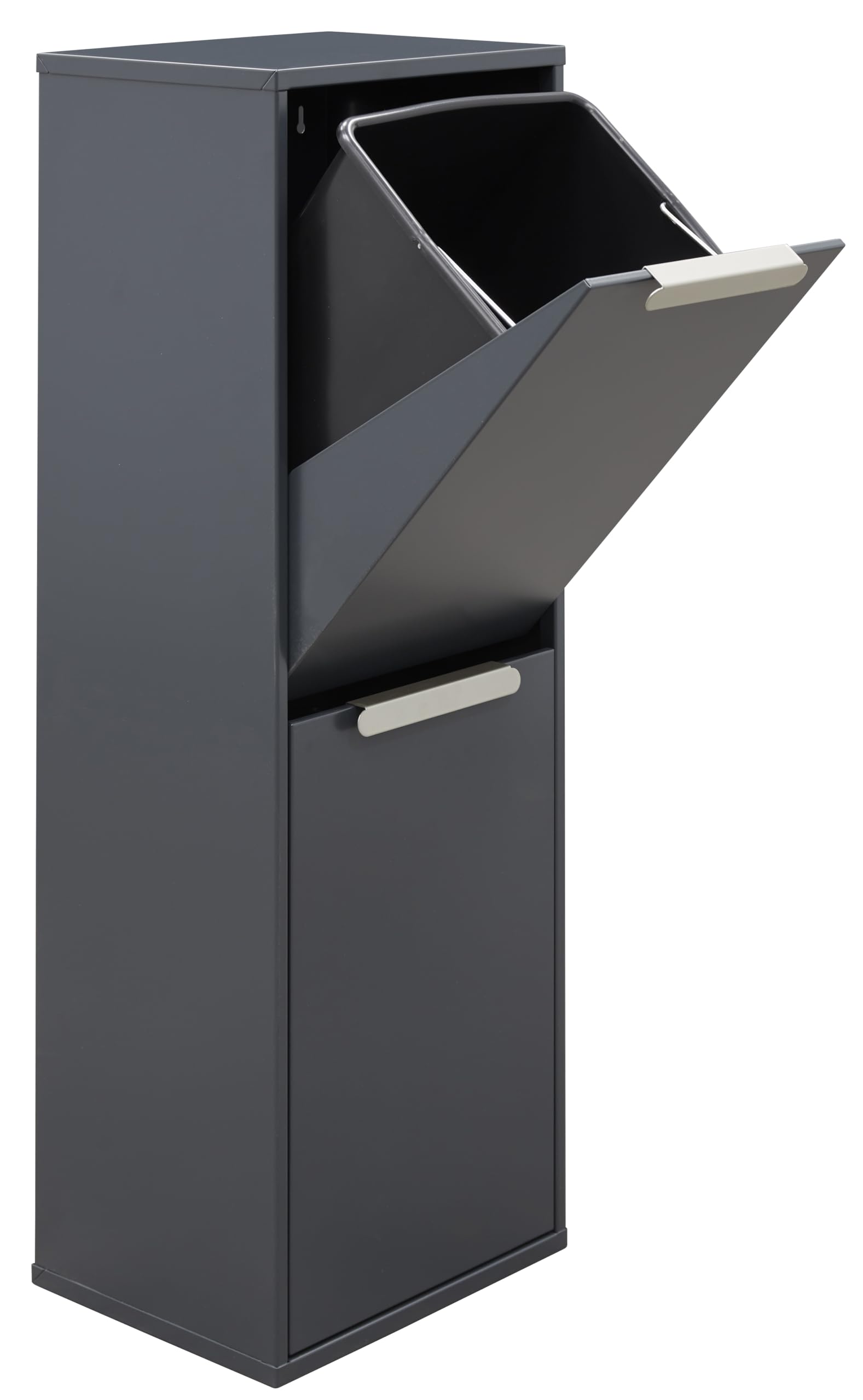Floordirekt Robin – Pattumiera Tonda Da 60 Litri Con Coperchio Rimovibile, Colore Nero, Per Cucina, Ufficio O Esterno, 46x46x58 Cm - 5