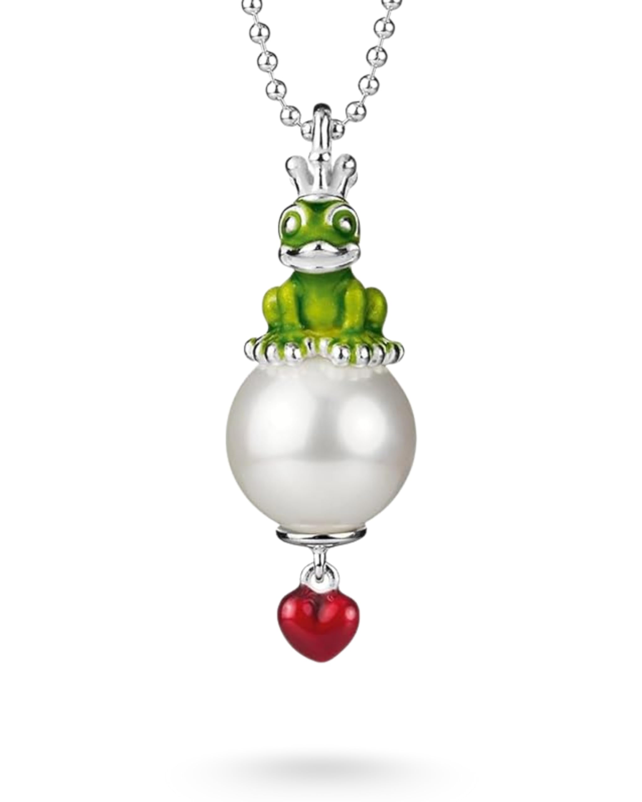 Heartbreaker "Froggy" Frosch-Anhänger mittelgroß I Edler Kettenanhänger aus 925 Sterling Silber I Nickelfreier Silber-Anhänger mit Muschelkernperle I In Goldschmiedequalität gefertigt I LD FG 35 GR
