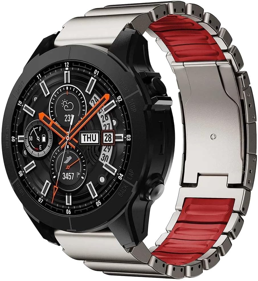 26mm 22mm Grade 2 Titanium Silicone Band for Tactix 8 51mm/Enduro 3 51 mm/Fenix 8/7/7X/6X, QuickFit Metal Strap for Venu 4 45mm/Fenix 8 47mm,Lightweight,Skin-Friendly Anti-Slip, No Hair Pulll