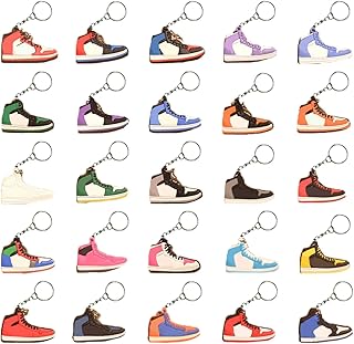 25 PCS Sneaker Keychain Retro Shoe Keychain Personalized Sneaker Gifts For Kids Adults Birthday Party Supplies