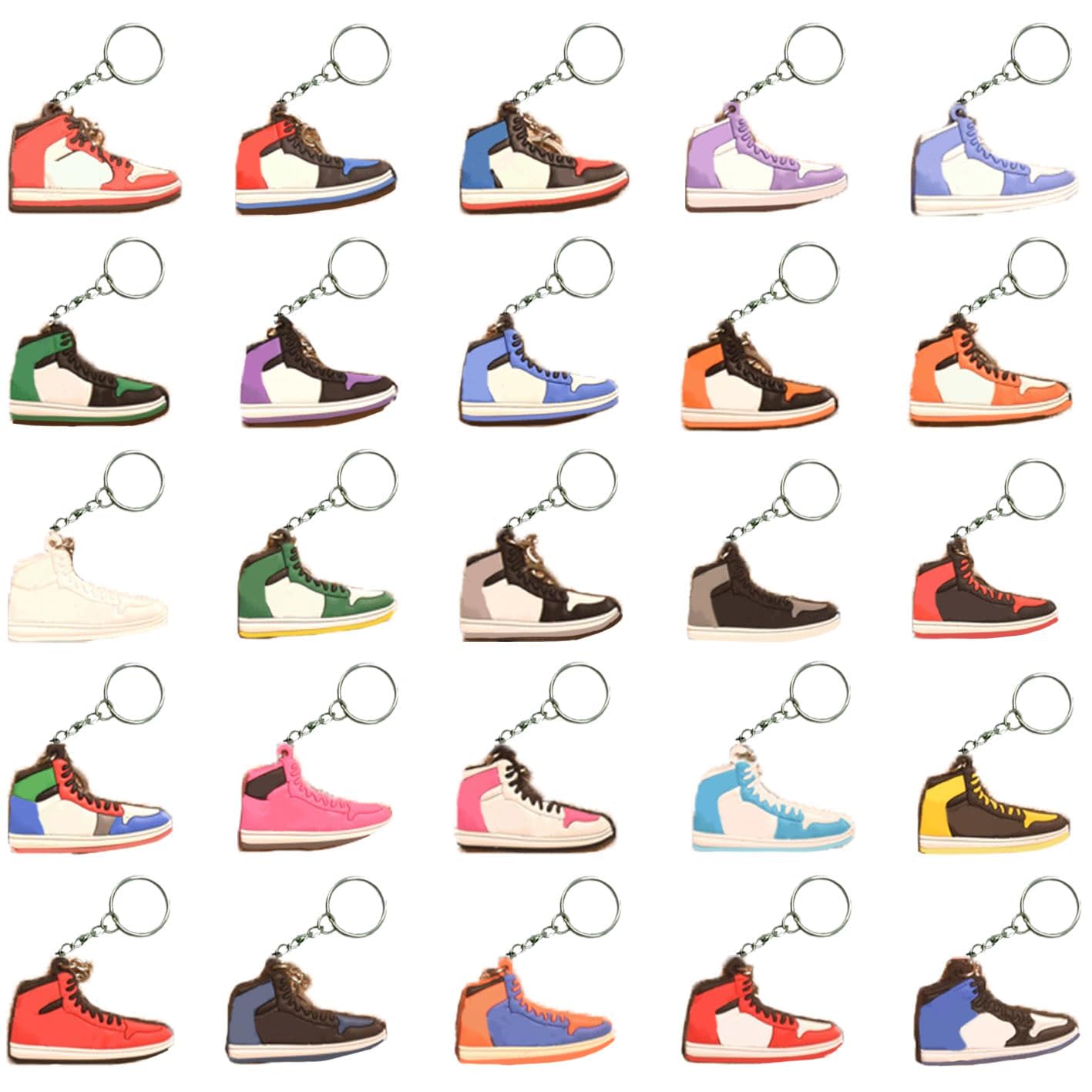 Qioadji 25 PCS Sneaker Keychain Retro Shoe Keychain Personalized Sneaker Gifts For Kids Adults Birthday Party Supplies