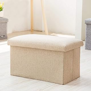 ACTNOW Baul Puff Tabouret de rangement pliable en lin facile à installer, Charge de 100 kg 40 x 25 x 25 cm