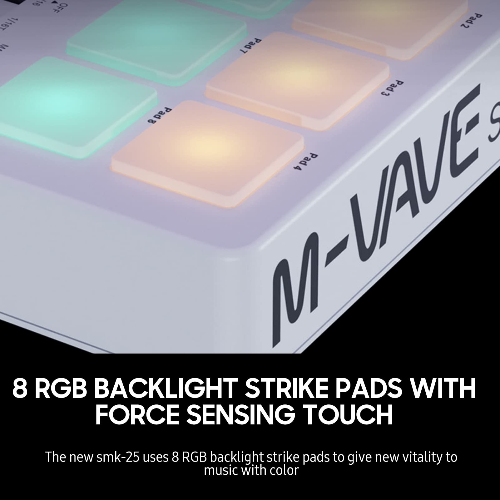 Tastiera MIDI Controller Beat Maker ricaricabile 25 tasti tastiera MIDI portatile Arranging Strike Pad retroilluminazione RGB Manopole MIDI assegnabili pulsanti per produzione musicale (bianco