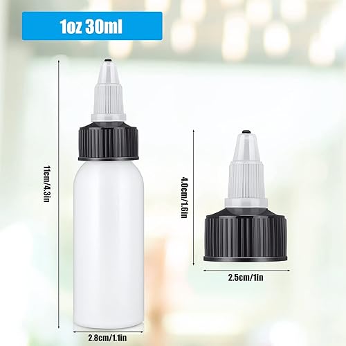 Miniatura 2 de Epakh 80 botellas dispensadoras de plástico con tapa superior giratoria, botella pequeña redonda de polietileno de alta densidad de 1 onza  1.0 fl