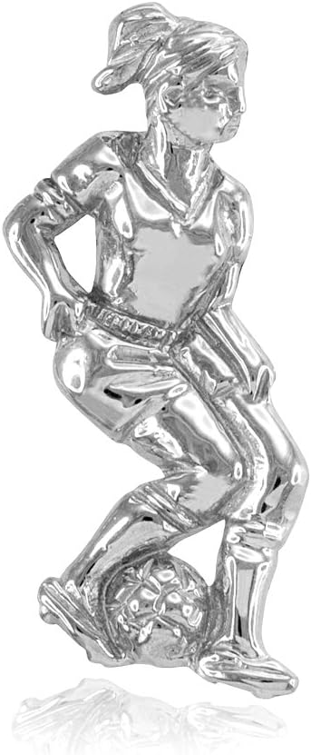 Female Soccer Player Futbol Sports Charm Necklace in Sterling Silver - Image 2