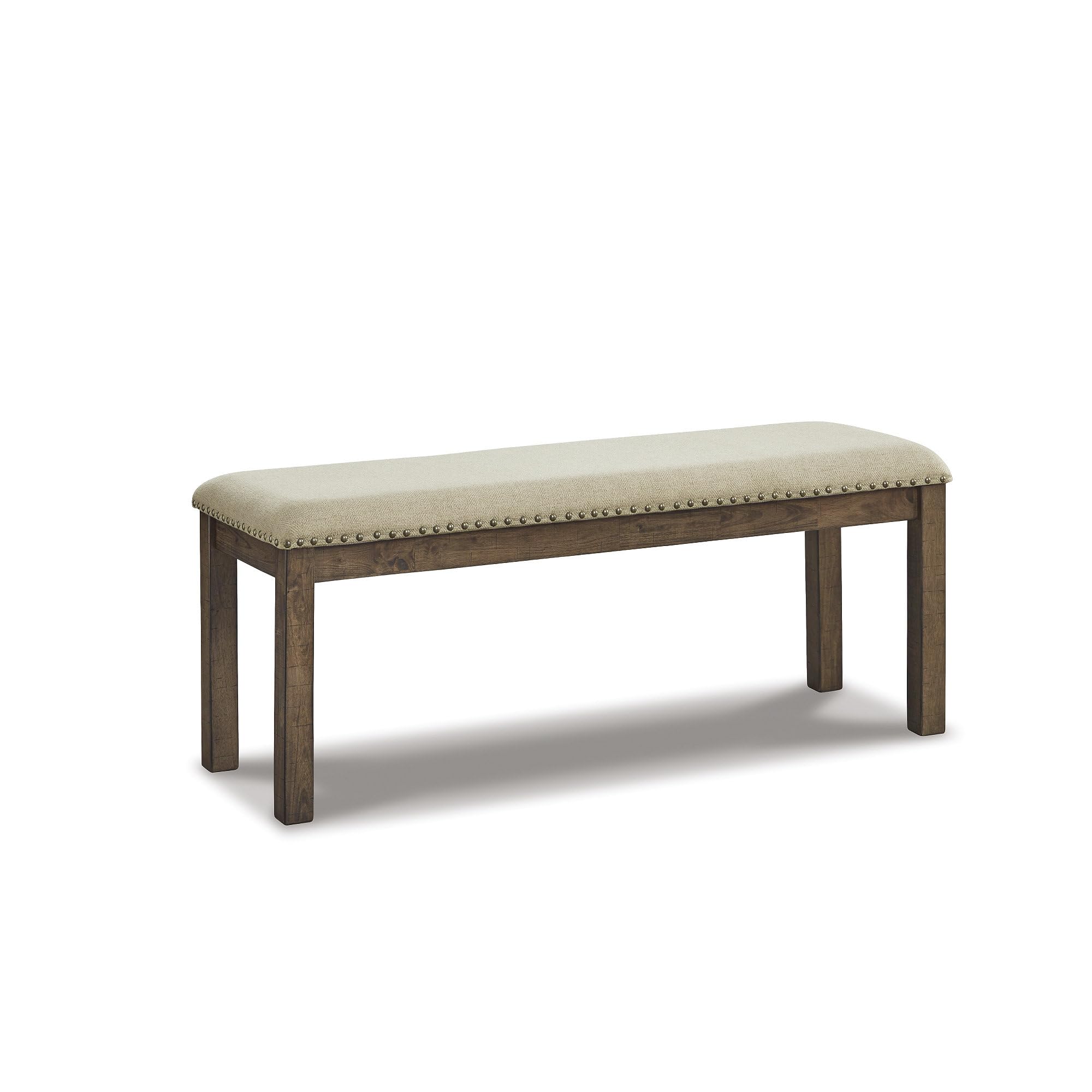 Signature Design by Ashley Moriville Casual Rustic Upholstered Dining Bench, Grey & Brown