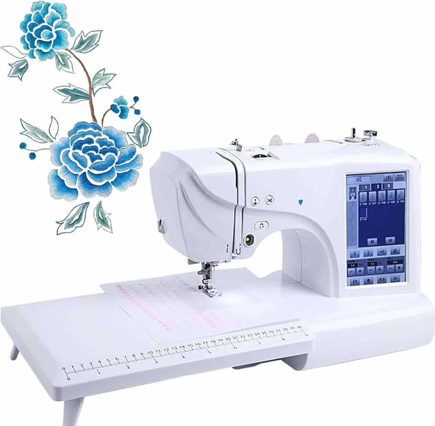 Máquina de coser y bordar computarizada con 158 diseños integrados, 210 letras, área de bordado de 4 x 9.2, 7 pantallas táctiles LCD, incluye 30 bordes de patrón