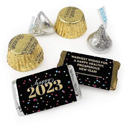 Miniatura 2 de 120 caramelos de Nochevieja 2023 (2 libras – aproximadamente 120 piezas) – Besos de chocolate, miniaturas y tazas de mantequilla de maní – Recuerdos