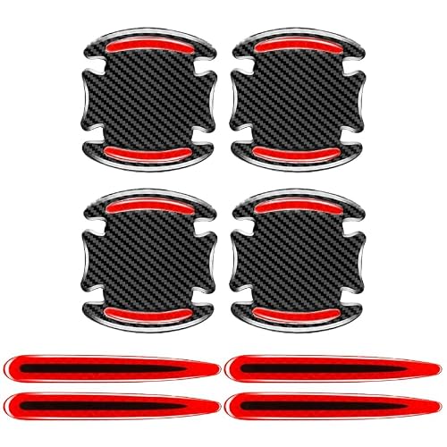 SAHODIYI 8Pcs Car Door Handle Scratch Protectors, Car Door Handle Safety Reflective Strips for Honda Civic IX Tourer 2013-2017, Anti-Scratches Guard Film Sticker,Red