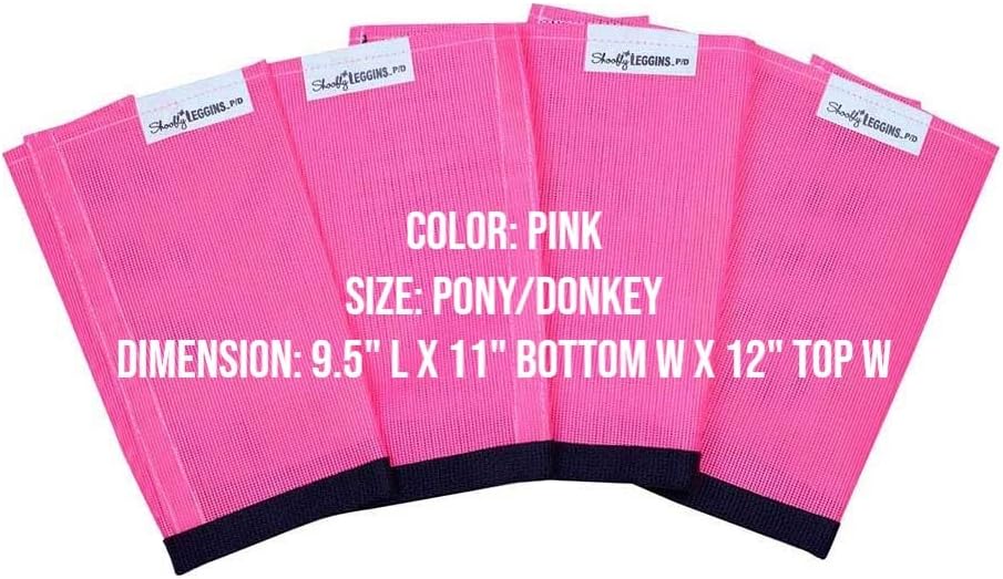Shoofly Horse Leggins, Patented Loose Fitting Fly Boots, Prevent Fly Bites, Reduce Stomping & Fatigue, Breathable Plastic Mesh (Pink/Pony & Donkey)