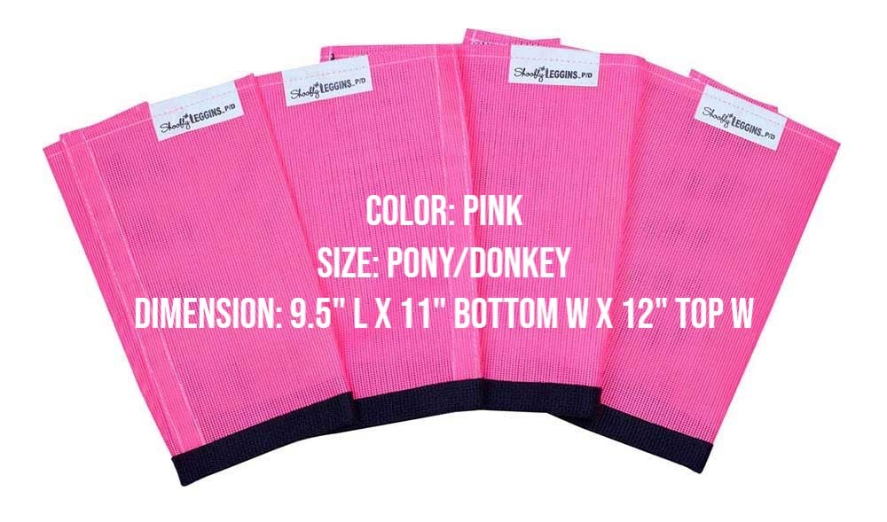 Shoofly - Leggins da cavallo brevettati, per evitare punture di mosca, riducono la stomping e l'affaticamento, rete in plastica traspirante (rosa/pony e asino)
