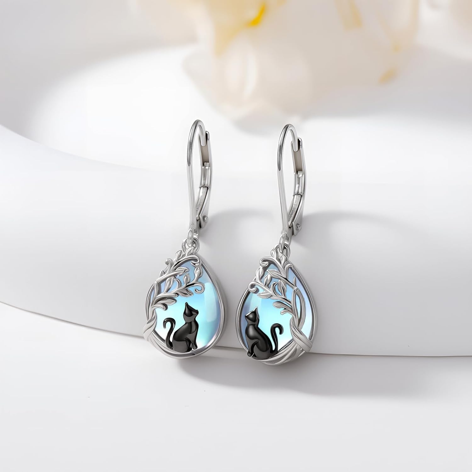 Tree of Life/Filigree/Shamrock Earrings 925 Sterling Silver Moonstone Dangle Drop Earring Jewelry Christmas Birthday Gifts for Women Wife - Image 3