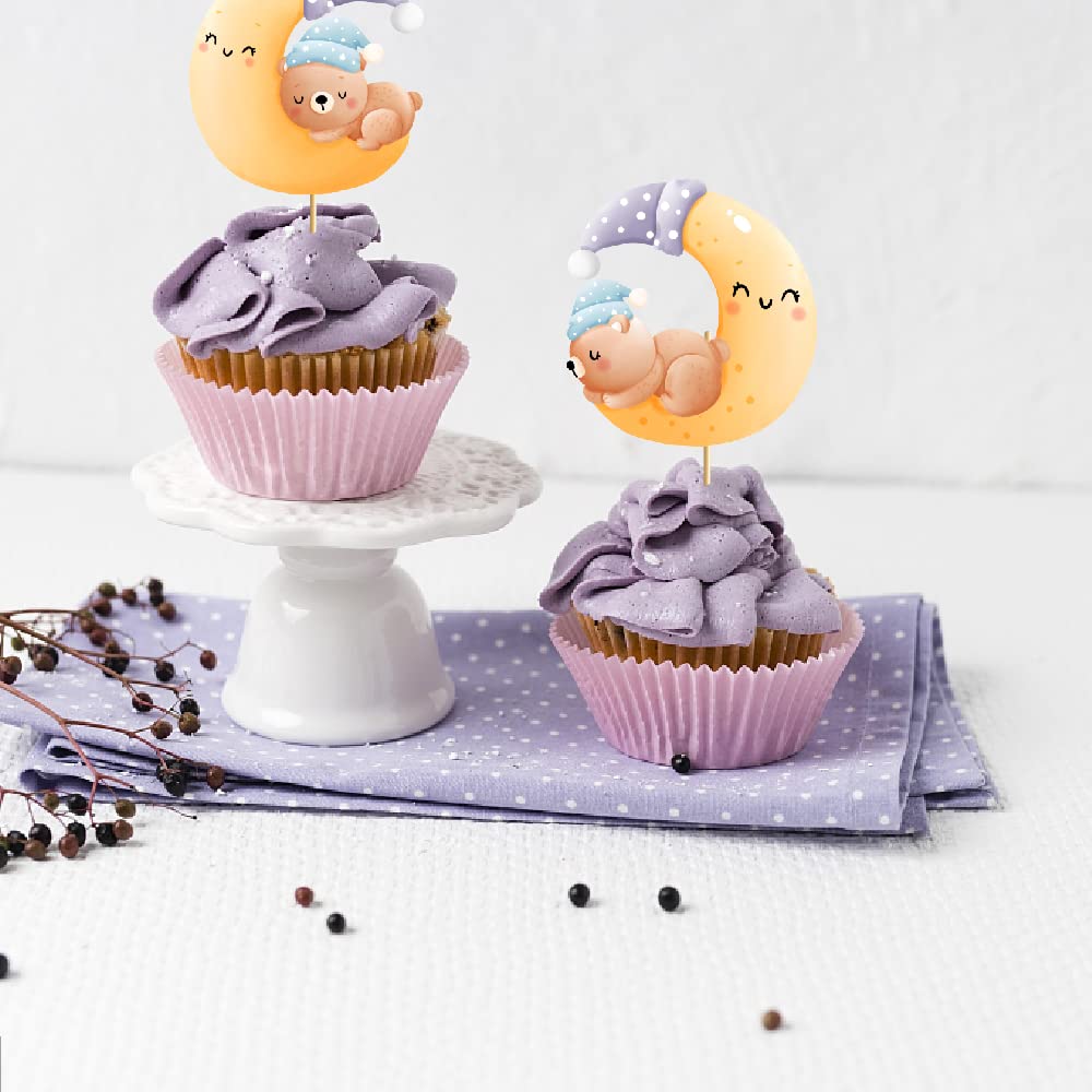 36 Bär Cupcake Topper – Für Baby Shower & Geburtstag, Aus Karton & Bambus (3 Designs)