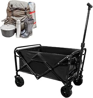 Outdoor Camping Cart - 264 Lb Capacity Shopping Carts for Groceries with Wheels | Foldable Trolley Carts Heavy Duty, Large Capacity Beach Trolley with All Terrain Wheels for Camping Outdoor Yanquan