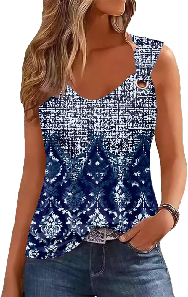 ETCYY Tank Tops for Women 2026 Trendy Summer V Neck Sleeveless T Shirts Spring Clothes Casual Loose Blouses