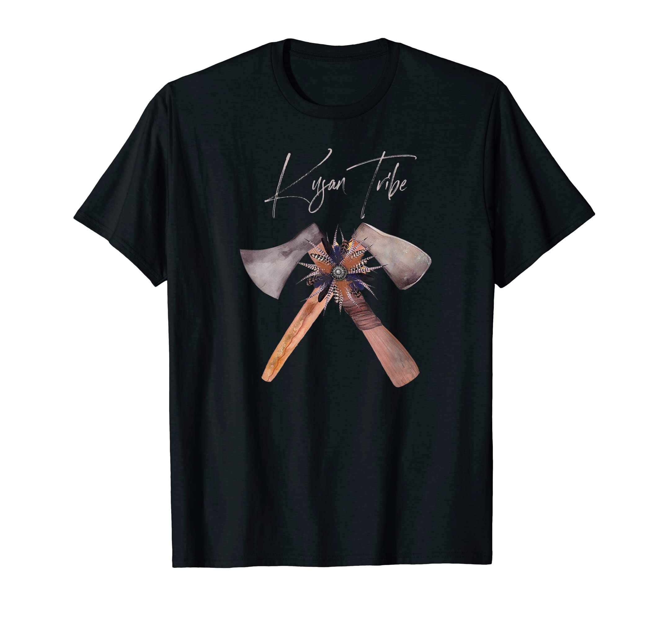 Kusan Native American Indian Retro Tomahawk Feather T-Shirt